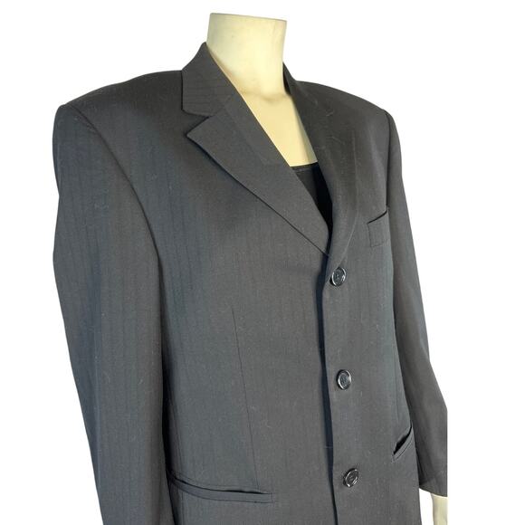 Demantie Super 150's Sport Coat Blazer hand tailored black size S/36 W/30 - Picture 2 of 12